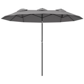 Double Sided Patio Umbrella, 9.7' Large Outdoor Market Umbrella with Push Button Tilt and Crank, 3 Air Vents and 12 Ribs, for Garden, Deck, Pool (Option: Gray-1180x390x140 mm)
