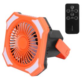 Portable Camping Lantern Fan Battery Powered Hanging Fan USB Rechargeable Tent Fan With 4 Light Modes 3 Wind Modes Emergency Power Bank Remote Co (Option: Orange)