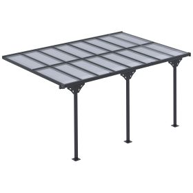 14.5' x 10' Aluminum Polycarbonate Pergola with UV Blocking for Outdoor Wall-Mounted Use, Family Shade, Gray (Option: Grey-1610x705x81 mm)