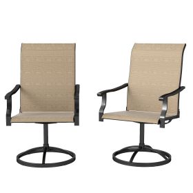 Patio Swivel Chairs Set of 2, High Back Patio Dining Chairs with All-Weather Mesh for Backyard, Lawn, Garden, Brown (Option: Brown-750x620x445 mm)