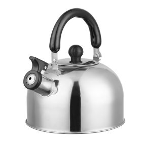 1Pc 2.1Quarts Stainless Steel Whistling Tea Kettle Stovetop Induction Gas Teapot With Insulated Handle Camping Kitchen Office (Option: Silver)