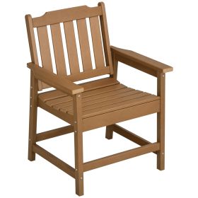 All-Weather Patio Chair, HDPE Patio Dining Chair, Heavy Duty Wood-Like Outdoor Furniture for Garden, Backyard, Deck, Porch, Lawn, Brown (Option: Brown-650x570x190 mm)