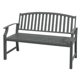 46" Outdoor Garden Bench, Metal Bench, Wood Look Slatted Frame Furniture for Patio, Park, Porch, Lawn, Yard, Deck, Gray (Option: Gray-1275x665x170 mm)