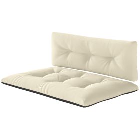 2 Seater Pallet Cushions Outdoor 3.9" Thick Replacement Cushions - Tufted Design for Garden, Patio, Cream White (Option: Cream White-250x250x840 mm)