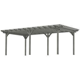 12' x 20' Outdoor Pergola, Wood Gazebo Grape Trellis with Stable Structure for Climbing Plant Support, Gray (Option: Gray-2260x365x130 mm)