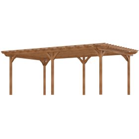 12' x 20' Outdoor Pergola, Wood Gazebo Grape Trellis with Stable Structure for Climbing Plant Support, Garden, Patio, Backyard, Deck (Option: Brown-2260x365x130 mm)