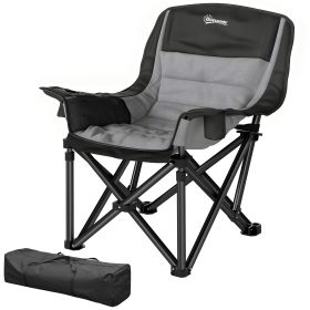 Camping Chair for Adults, Portable Folding Camping Chair with Side Pockets, Cup Holders, Carry Bag, Black and Gray (Option: Gray-700x260x260 mm)