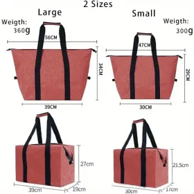 Large Cooling Bag, 5.28gal Foldable Shopping Bag (Option: Red)