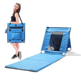 Foldable Beach Lounger, Lightweight Beach Mat Lounge Chair With Breathable Mesh Back, Cooler Pocket For Tanning Relaxing, Blue (Option: Blue)