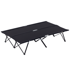 2 Person Folding Camping Cot for Adults, 50" Extra Wide Outdoor Portable Sleeping Cot with Carry Bag, Elevated Camping Bed, Beach Hiking, Black (Option: Black-1000x170x260 mm)