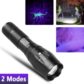 2-in-1 LED Flashlight, Ultraviolet And White Light, Adjustable Focus LED Inspection Light-TK,TMEU For Self-pickup (Option: Black)