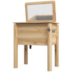Wooden Outdoor Cooler, Beverage Cooler with Bottle Opener for Backyard Deck Poolside Party, 54 Quart, Natural (Option: Natural Wood-720x510x420 mm)