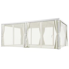 12' x 19' Aluminum Pergola with Adjustable Louvered, Outdoor Pergola with Curtains and Netting, Cream White (Option: White-2330x270x340 mm)