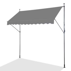 300x120x200-300cm, Grey, Support Canopy, Polyester Fabric, Aluminum-iron Frame, Retractable (Option: Grey)