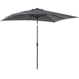 9' x 7' Solar Umbrella, LED Lighted Patio Umbrella for Table or Base with Tilt & Crank, Outdoor Umbrella for Garden, Deck, Backyard, Pool, Beach (Option: Dark Gray-1840x155x160 mm)