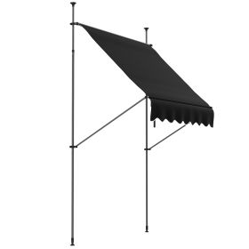 6.5' x 4' Manual Retractable Awning, Non-Screw Patio Awning, UV Resistant for Window or Door, Black (Option: Black-1190x155x130 mm)