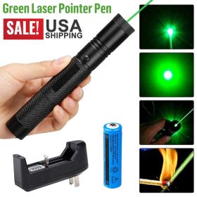 9900Mile Strong Green Laser Pointer Pen Light Visible Beam Lazer AAA Torch 532nm USB Rechargeable Flashlight (Option: Green light)