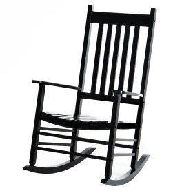 Wooden Outdoor Rocking Chair with Armrests, High Back for Garden, Patio, Balcony, Porch, Black (Option: Black-1200x600x90 mm)