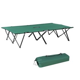 2 Person Folding Camping Cot for Adults, 50" Extra Wide Outdoor Portable Sleeping Cot with Carry Bag, Elevated Camping Bed, Beach Hiking, Green (Option: Green-1000x170x260 mm)