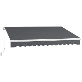 13' x 8' Patio Awning, Manual Retractable Sun Shade with UV Protection and Easy Crank Opening, Dark Gray (Option: Dark Gray-1595x260x200 mm)