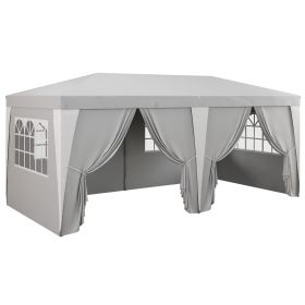 19 x 10' Pop Up Canopy with Removable Sidewalls, Windows, Height Adjustable Ez Up Canopy for Outdoor Events, Party, Gray (Option: Light Gray-1190x370x250 mm)