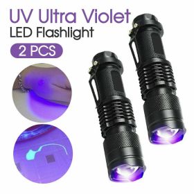 2 Pack UV Flashlight LED Handheld Blacklight Ultra Violet Flashlight 395nm Mini Light Inspection Lamp Torch Detector For Dog Pet Urine Stains, Be (Option: Black)