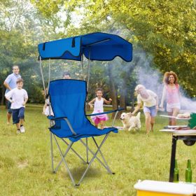 Camping Chair With Sunshade, Foldable Portable Rain Shelter Chair, Supports 330LBS, Banned On Walmart Platform (Option: Blue)