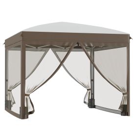 10' x 10' Pop Up Canopy Tent with Netting, Instant Sun Shelter, Tents for Parties, Height Adjustable, with Wheeled Carry Bag and 4 Sand Bags for (Option: Cream White-1190x220x250 mm)