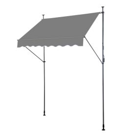 200x120x200-300cm Grey, Support Canopy, Polyester Fabric, Aluminum-iron Frame, Retractable (Option: Grey)