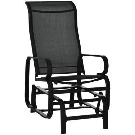 Outdoor Patio Sling Fabric Swing Glider Rocker Chair with Smooth Rocking Arms, Black (Option: Black-740x170x550 mm)