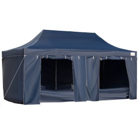 10' x 20' Pop Up Canopy Tent with Sidewalls & Doors, Instant Tents for Parties with Wheeled Carry Bag, Height Adjustable, for Outdoor, Garden, P (Option: Dark Blue-1740x410x290 mm)