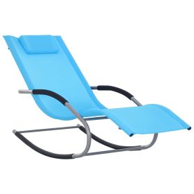 Zero Gravity Rocking Chair Outdoor Chaise Lounge Chair Recliner Rocker with Detachable Pillow and Weather-Fighting Fabric for Patio, Deck, Pool, (Option: Blue-1030x530x60 mm)