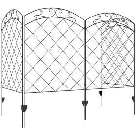 4 Pack Garden Fencing for Yard, Decorative Fence Panels as Animal Barrier and Flower Edging, Swirls (Option: Black-1205x930x70 mm)