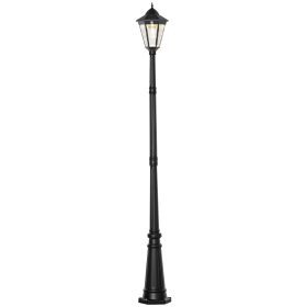 92.5" Outdoor Lamp Post Light, Solar-Powered Streetlight, w/ Clear Glass, Black (Option: Black-620x600x320 mm)