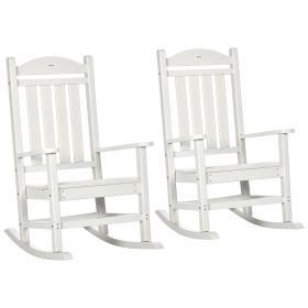 2PCs Outdoor Rocking Chair with Armrests, Fade-Resistant Waterproof HDPE for Indoor & Outdoor, White (Option: White-1150x660x250 mm)