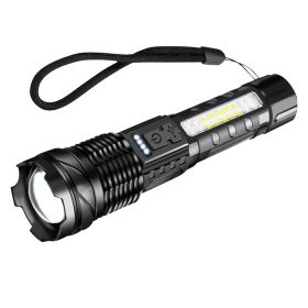 Rechargeable LED Flashlight Tactical Torch Police Super Bright Work Light Camping Lamp 3 Lighting Modes  USB Charging (Option: Black)