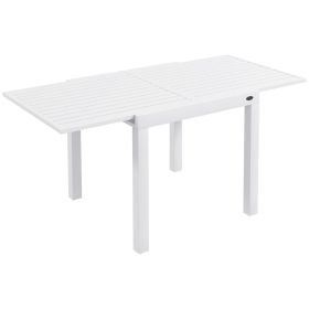 Expandable Patio Table, Outdoor Dining Table for 4-6 with Aluminum Frame for Garden, Lawn, Balcony Terrace, White (Option: White-950x150x950 mm)