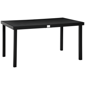 Outdoor Dining Table for 6 Person, Rectangular Patio Table, Aluminum Metal Legs for Garden, Lawn, Patio, Woodgrain Black (Option: Black-755x150x990 mm)