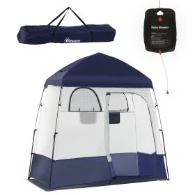 Two Room Pop Up Shower Tent with Shower Bag, Floor and Carry Bag, Blue (Option: Blue-1080x180x180 mm)