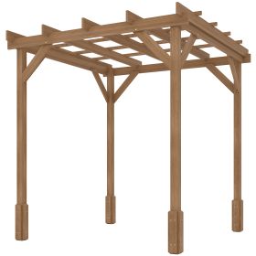 6.6' x 6.6' Wood Pergola, Outdoor Gazebo Grape Trellis with Stable Structure for Climbing Plant Support, Dark Brown (Option: Brown-2110x260x160 mm)
