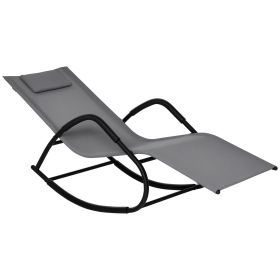 Rocking Chair, Zero Gravity Patio Chaise Sun Lounger, Outdoor Rocker, UV Water Resistant, Pillow for Sunbathing, Lawn, Garden or Pool, Gray (Option: Gray-980x450x90 mm)