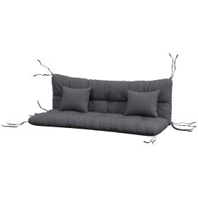 59" Tufted Bench Cushions & Throw Pillows, Replacement Bench Seat Pad, Back & 2 Pillows for Outdoor Furniture, Charcoal (Option: Charcoal Gray-640x290x290 mm)