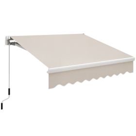 8' x 6.6' Patio Retractable Awning, Manual Exterior Sun Shade Deck Window Cover, Beige (Option: Beige-1360x280x190 mm)