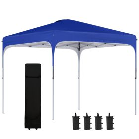 10' x 10' Pop Up Canopy Tent with Wheeled Carry Bag and 4 Sand Bags, Instant Sun Shelter, Tents for Parties, Height Adjustable, for Outdoor, Gar (Option: Blue-1415x235x230 mm)