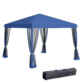 10' x 10' Pop Up Canopy Tent with Netting, Instant Gazebo, Screen House Room with Carry Bag, Height Adjustable, for Outdoor, Garden, Patio, Camp (Option: Blue-1215x205x230 mm)