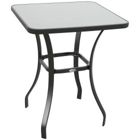27" Square Bistro Table Garden Dining Table Outdoor Tempered Glass Table (Option: Black-700x100x700 mm)