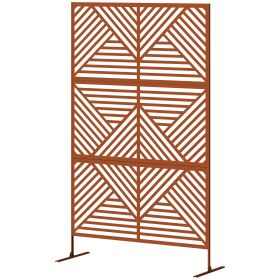 Decorative Privacy Fence Screen, Metal Outdoor Privacy Screen Climbing Plant Trellis with Stand, Rhombus Brown (Option: Brown/Rhombus-1345x695x95 mm)