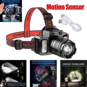 2PCS Brightest 9900000LM Rechargeable Sensor Headlamp Zoom Headlight Flashlight (Option: A)