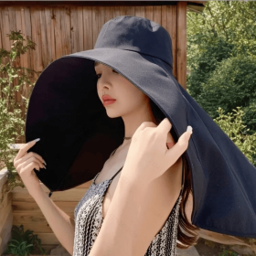 Sun Protection Hat,UV Neck Protection Beach (Option: Black)