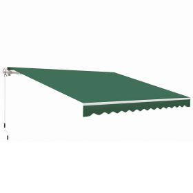 12' x 10' Retractable Awning Patio Awnings Sun Shade Shelter with Manual Crank Handle, 280g/m² UV & Water-Resistant Fabric and Aluminum Frame fo (Option: Green-1650x250x190 mm)